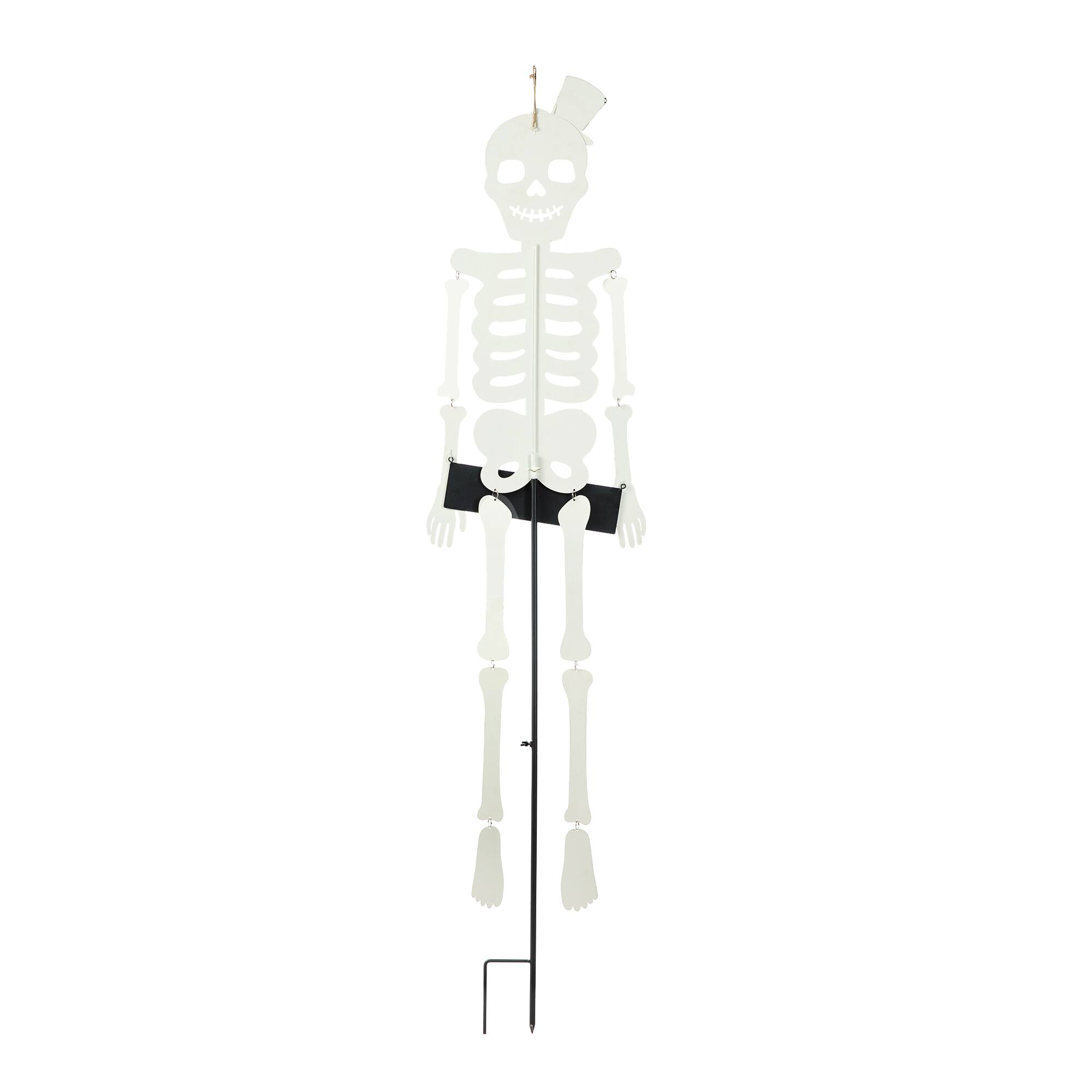 Glitzhome® 60" Halloween "WELCOME" Metal Dangling Skeleton Yard Stake